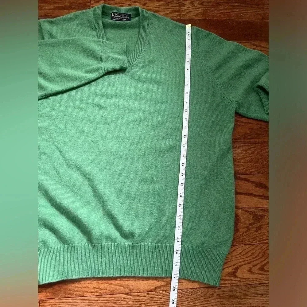 Brooks Brothers 3-Ply Scottish 100% Cashmere Sweater Men’s Green Sz XL - Picture 8 of 12